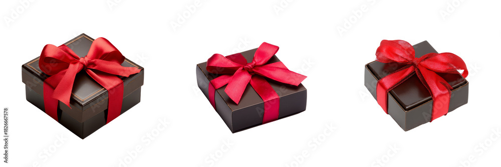 Obraz premium Gift boxes with red ribbons on transparent background celebratory event festive atmosphere
