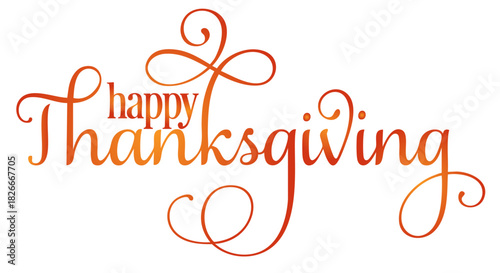 Elegant Happy Thanksgiving Calligraphy — Autumn Holiday Flourish Lettering