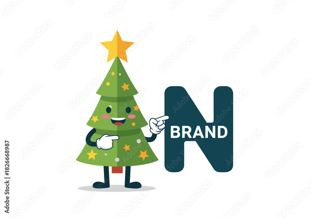 Naklejka premium “Christmas tree letter N illustration”