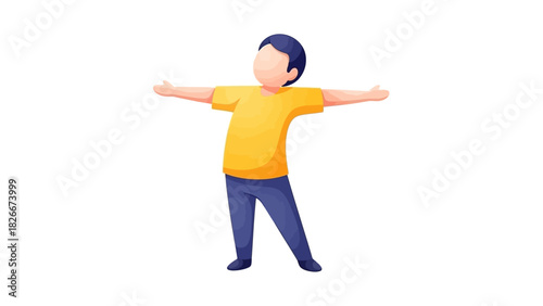 Person with Arms Outstretched Enjoying Freedom and Embracing Life in an Illustration