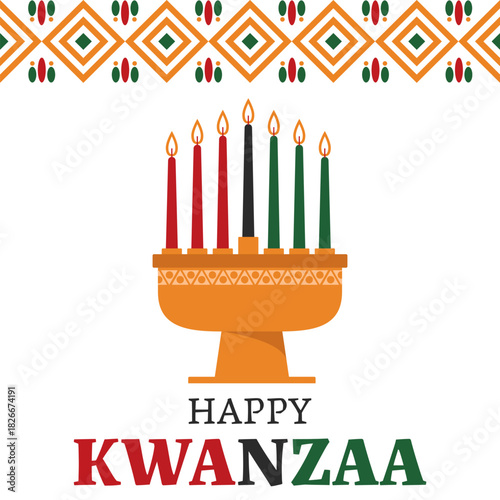 Celebrating Kwanzaa with a colorful kinara and candles representing unity and culture in family gatherings