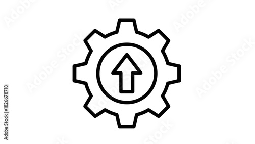 Gear with Upward Arrow Icon Representing Progress and Growth