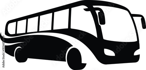 Modern passenger bus icon; public transportation vehicle symbol