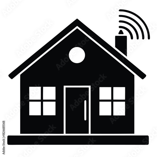 smart home scene on white background