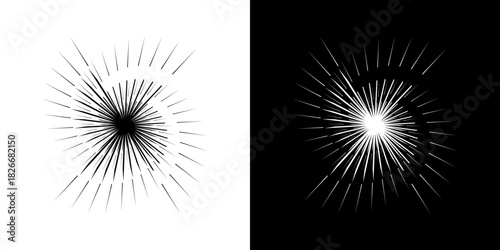 Dynamic abstract spiral sound wave rhythm lines. Circular spiral sound wave rhythm of lines. Circular futuristic abstract lines, black and white background.	
