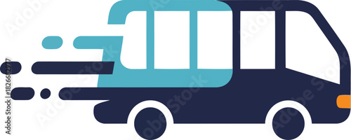 Fast moving delivery van or express bus transport symbol icon