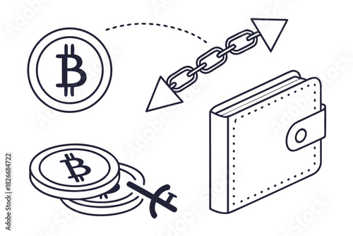 Bitcoin Cryptocurrency Transaction with Wallet and Chain Links Keywords: bitcoin, cryptocurrency