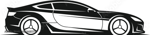 Stylish sports car side profile silhouette vector illustration
