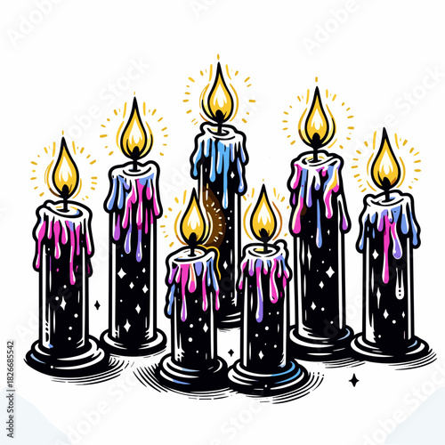 Seven candles glowing