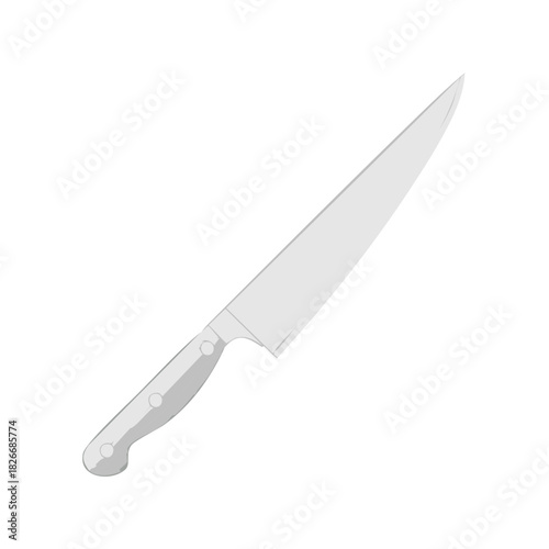 Sharp stainless steel chef's knife with ergonomic handle isolated on white