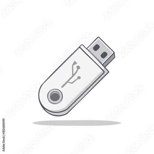 Cartoon Style USB Flash Drive Digital Data Storage Device Vector Illustration