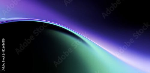 Dynamic Abstract Curved Light Flow Blue Purple Green Dark Background Futuristic Energy Wave