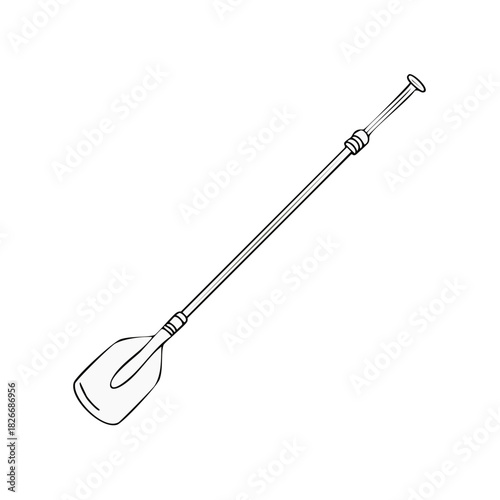 Black outline illustration of a stand up paddleboard paddle for water sports