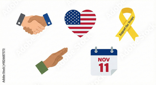 Visual Set Celebrating American Values, Support for Military Personnel, and Veterans Day Observance