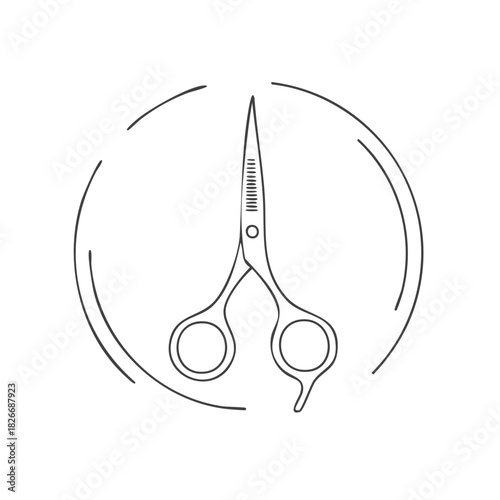 Hairdressing thinning scissors icon in a simple line art style