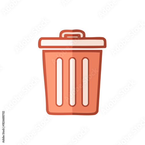 Cartoon Recycle Bin Icon Illustration for Website Graphic Elements and Mobile Application UI Design