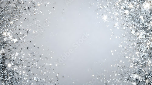 Wallpaper Mural Silver sparkles falling on icy white background with glowing festive edges and clear middle  Torontodigital.ca