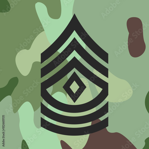  First Sergeant emblem icon on Army combat uniform, insignia, vector.