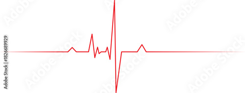 Red heartbeat line on white background