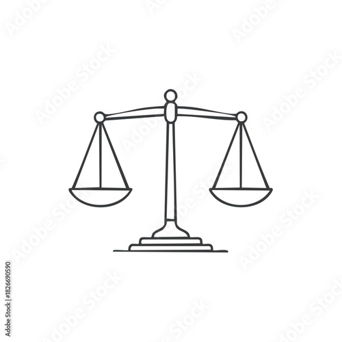 Simple line art illustration of scales of justice for legal and law concepts