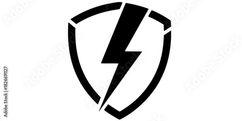Retro Lightning Bolt Shield Vector Emblem