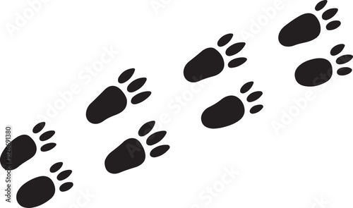 Deer and moose tracks black silhouette. Vector animals footprint set