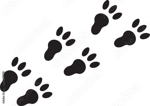 Deer and moose tracks black silhouette. Vector animals footprint set