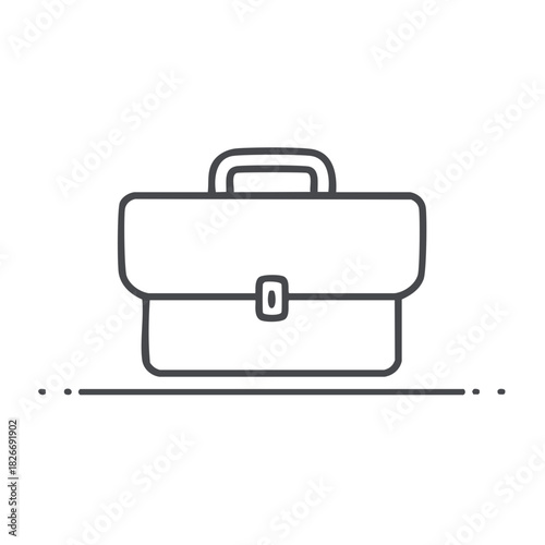 Simple linear illustration of a classic briefcase with a top handle and latch