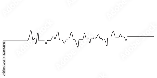 Heart cardiogram continuous one line drawing minimalism design isolated on white, Medical heart beat pulse continuous one line drawing on white background minimalist cardiogram outline vector