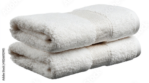Two folded white towels stacked on top of each other in a clean setting