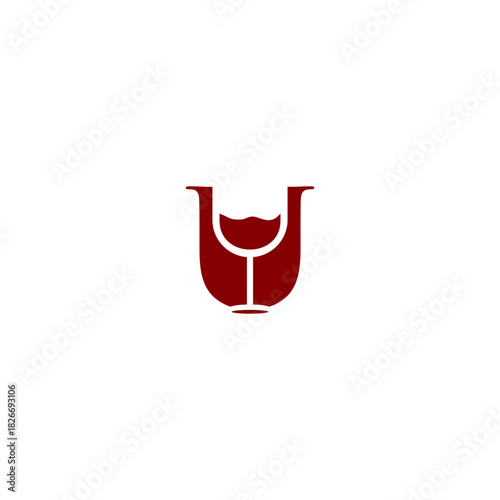 Letter U and Wine Glass Negative Space Vector Logo