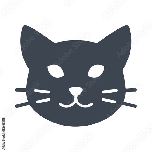 Stylized Cat Face Illustration Feline Simple Graphic Animal Head Whisker Icon Kitty Pet