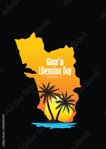 Vibrant Night Themed Illustration Honoring Goa’s Liberation Day with Tropical Elements and Map