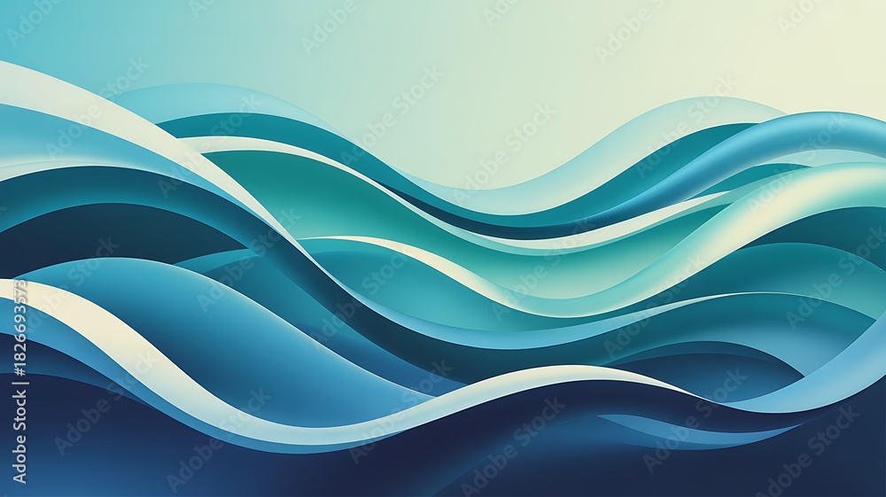 Obraz premium Abstract ocean wave pattern design in soothing blue and teal colors