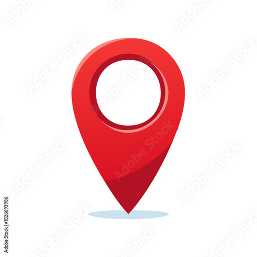 Vibrant red map pointer pin icon for navigation destination and location search concept