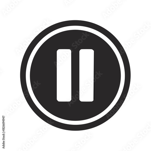 Pause button icon in a circle symbol for media player and user interface control
