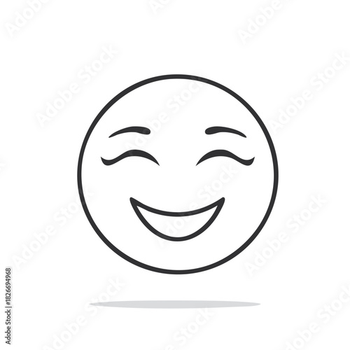 Joyful expression emoji with closed eyes and wide smile, hand-drawn outline style.