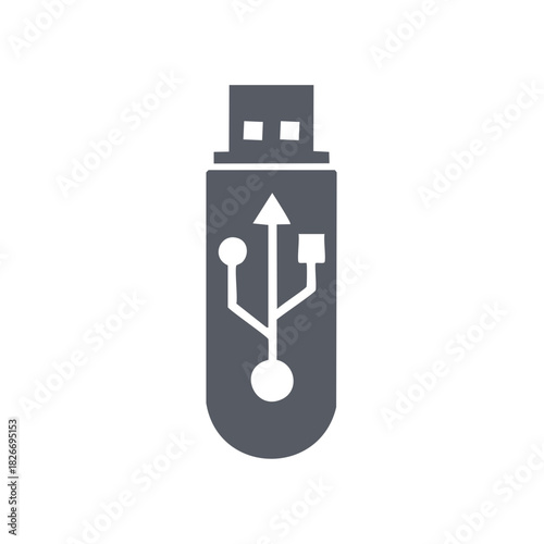 Modern USB flash drive icon with universal serial bus symbol digital data storage technology
