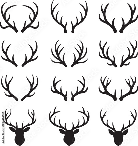 Hand Drawn Deer Antlers Vectors