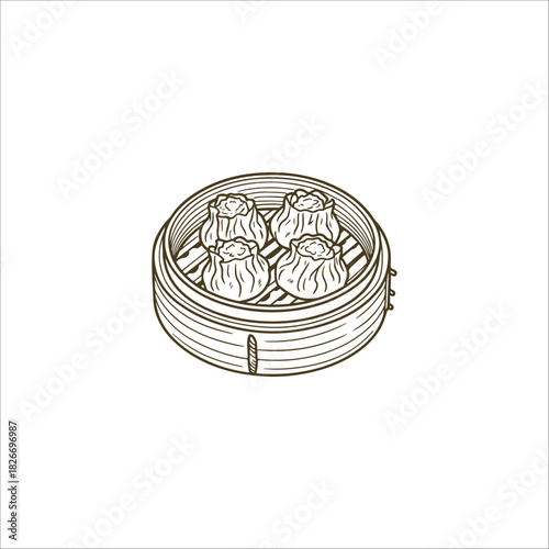 Asian dimsum art rich hand drawn illustration