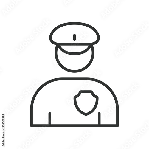 festival guard icon in line design. guard, security, officer, badge, protection, festival on white background vector. festival guard editable stroke icon