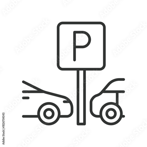festival parking space icon in line design. parking, car, vehicle, spot, transport, festival on white background vector. festival parking space editable stroke icon