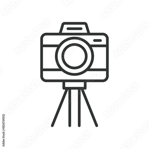 festival camera icon in line design. camera, photo, photography, tripod, capture, festival on white background vector. festival camera editable stroke icon
