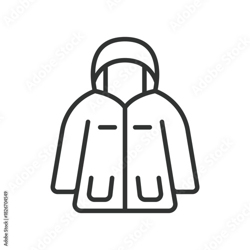 festival rain coat icon in line design. rain coat, jacket, clothing, wear, protection, festival on white background vector. festival rain coat editable stroke icon