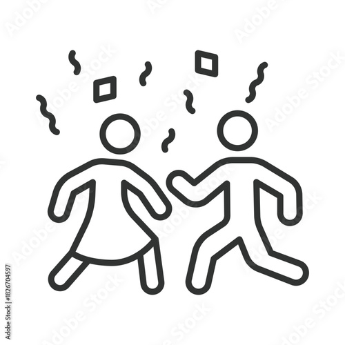 festival dance icon in line design. dance, movement, fun, people, party, festival on white background vector. festival dance editable stroke icon