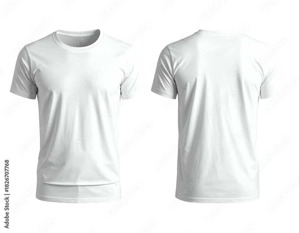 Naklejka premium Plain white crew neck t-shirt, front and back view