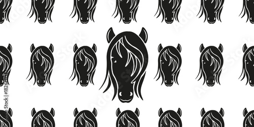 2026 vector wrapping paper. Elegant black horse silhouette seamless pattern isolated transparent background. Perfect wrap paper wallpaper textile print. EPS 10