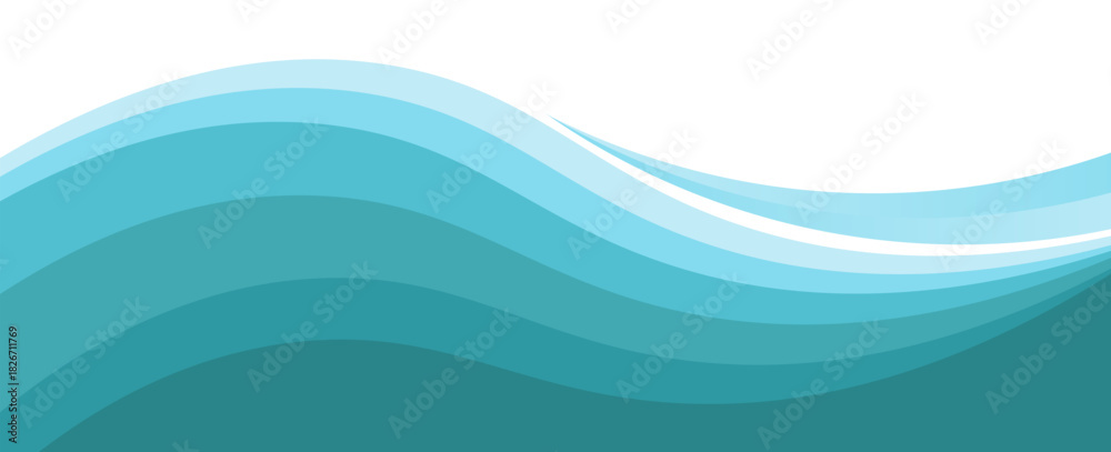 Fototapeta premium Abstract Wave Pattern with Blue Gradient Horizontal Background Design. Vector