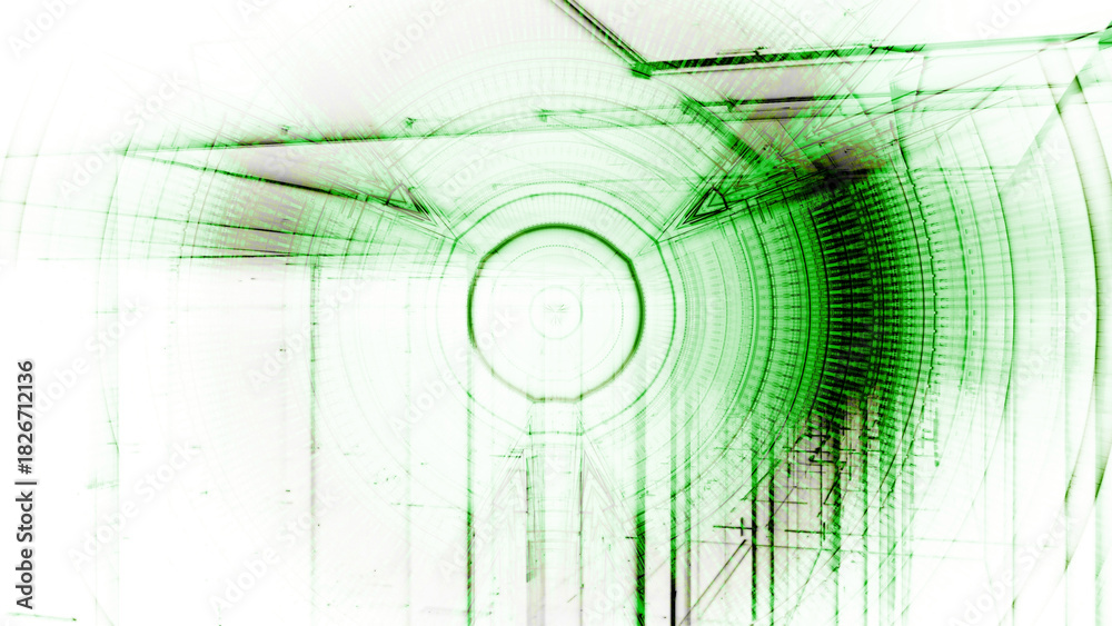 Obraz premium Dynamische innovative Technologie-Illustration - grün, Datenfluss und elegante Bewegung für kreative moderne Designs, digitale Medien, Forschung, Wissenschaft