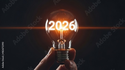 2026 Vision Bulb of Innovation Lights Future Year.
